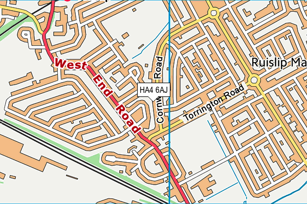 HA4 6AJ map - OS VectorMap District (Ordnance Survey)