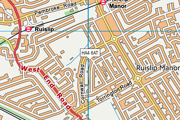 HA4 6AT map - OS VectorMap District (Ordnance Survey)