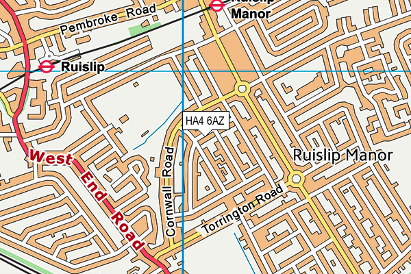HA4 6AZ map - OS VectorMap District (Ordnance Survey)