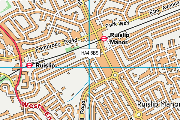 HA4 6BS map - OS VectorMap District (Ordnance Survey)
