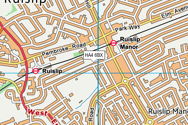 HA4 6BX map - OS VectorMap District (Ordnance Survey)