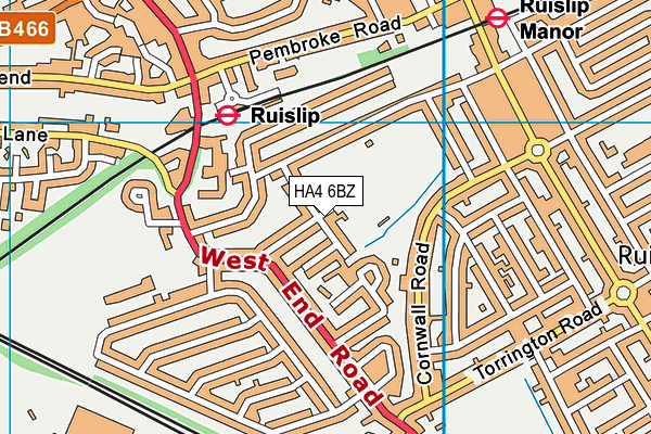 HA4 6BZ map - OS VectorMap District (Ordnance Survey)