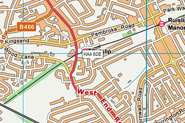HA4 6DE map - OS VectorMap District (Ordnance Survey)
