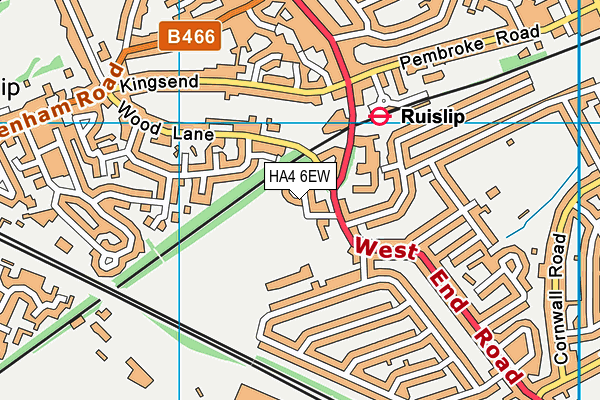 HA4 6EW map - OS VectorMap District (Ordnance Survey)