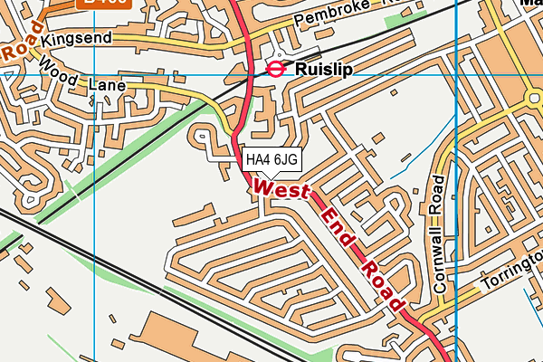 HA4 6JG map - OS VectorMap District (Ordnance Survey)