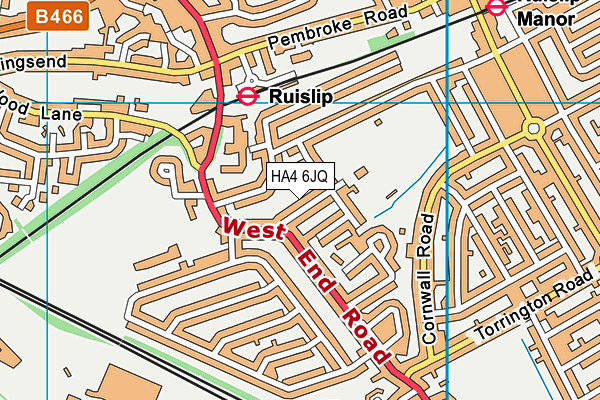 Grosvenor Vale map (HA4 6JQ) - OS VectorMap District (Ordnance Survey)
