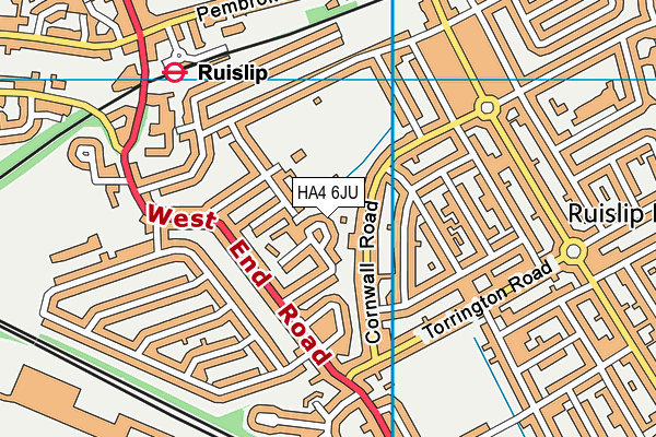 HA4 6JU map - OS VectorMap District (Ordnance Survey)