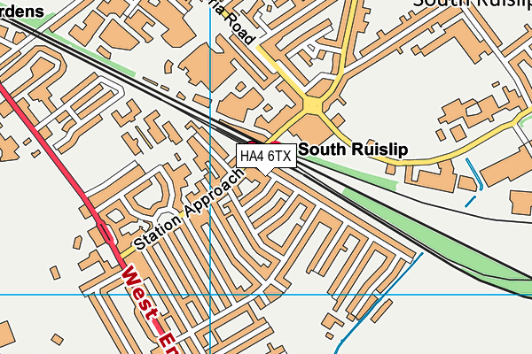 HA4 6TX map - OS VectorMap District (Ordnance Survey)