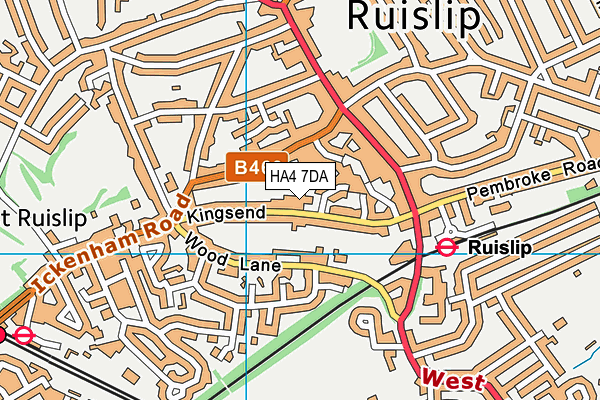 HA4 7DA map - OS VectorMap District (Ordnance Survey)