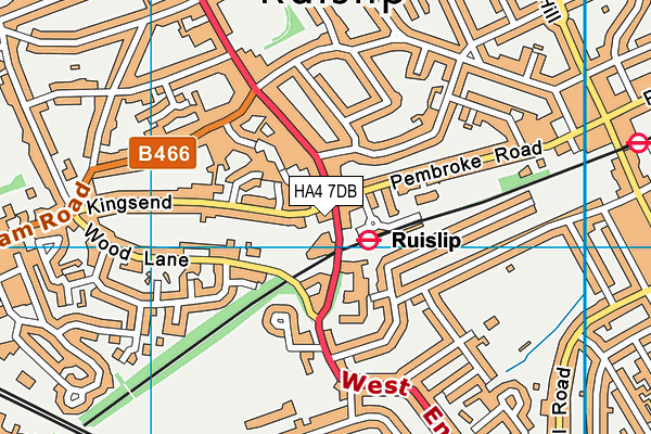 HA4 7DB map - OS VectorMap District (Ordnance Survey)