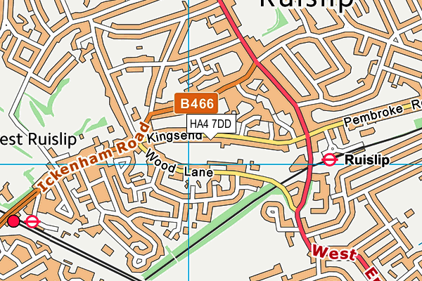 HA4 7DD map - OS VectorMap District (Ordnance Survey)