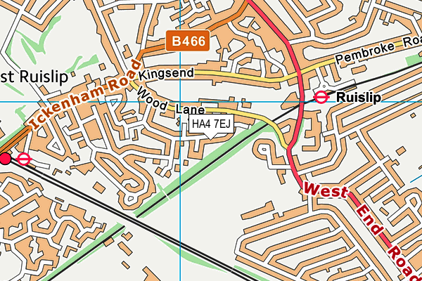 HA4 7EJ map - OS VectorMap District (Ordnance Survey)
