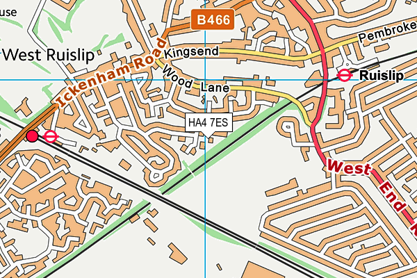 HA4 7ES map - OS VectorMap District (Ordnance Survey)