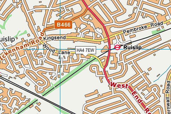 HA4 7EW map - OS VectorMap District (Ordnance Survey)