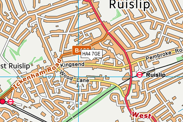 HA4 7GE map - OS VectorMap District (Ordnance Survey)