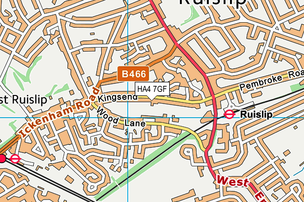 HA4 7GF map - OS VectorMap District (Ordnance Survey)