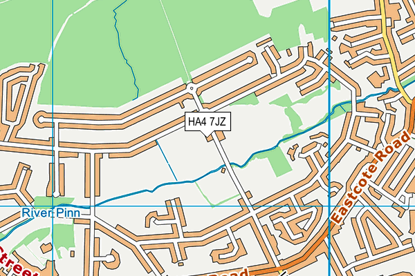 Ruislip Cricket Club map (HA4 7JZ) - OS VectorMap District (Ordnance Survey)