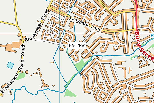 HA4 7PW map - OS VectorMap District (Ordnance Survey)
