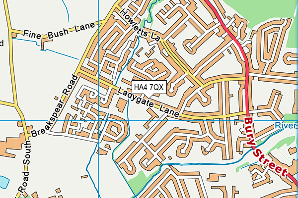HA4 7QX map - OS VectorMap District (Ordnance Survey)