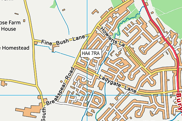 HA4 7RA map - OS VectorMap District (Ordnance Survey)