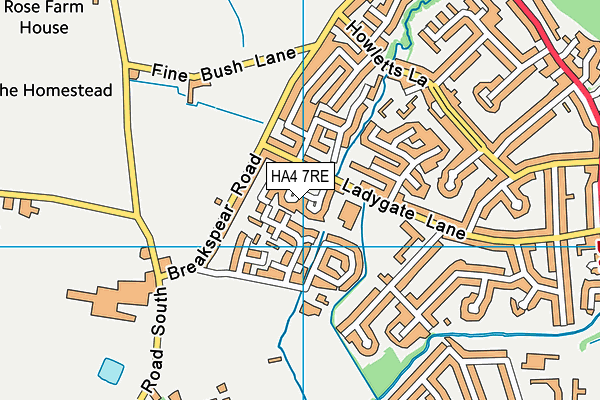 HA4 7RE map - OS VectorMap District (Ordnance Survey)