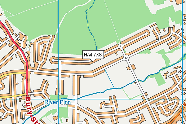 HA4 7XS map - OS VectorMap District (Ordnance Survey)