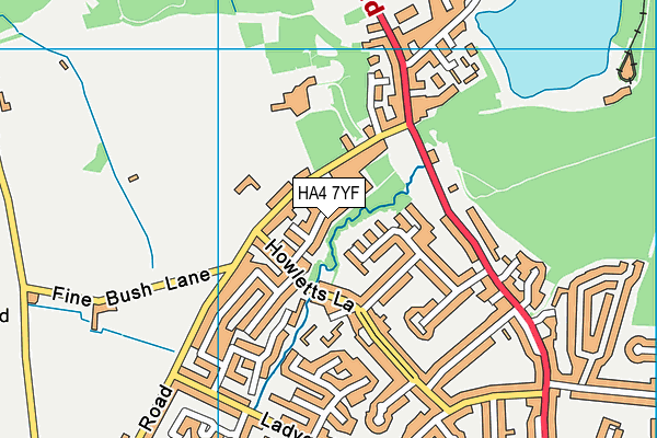 HA4 7YF map - OS VectorMap District (Ordnance Survey)