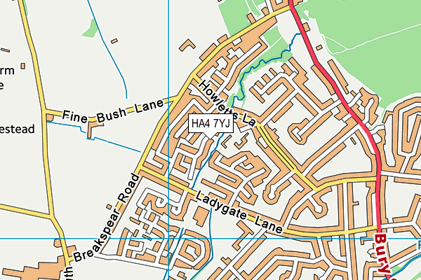 HA4 7YJ map - OS VectorMap District (Ordnance Survey)