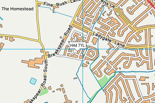HA4 7YL map - OS VectorMap District (Ordnance Survey)