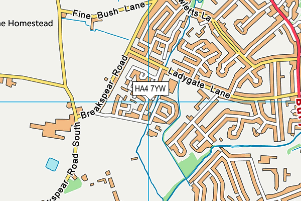 HA4 7YW map - OS VectorMap District (Ordnance Survey)
