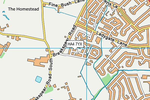 HA4 7YX map - OS VectorMap District (Ordnance Survey)