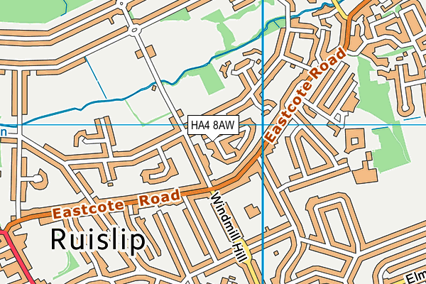 HA4 8AW map - OS VectorMap District (Ordnance Survey)