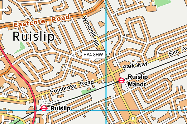 Optimum Gym map (HA4 8HW) - OS VectorMap District (Ordnance Survey)