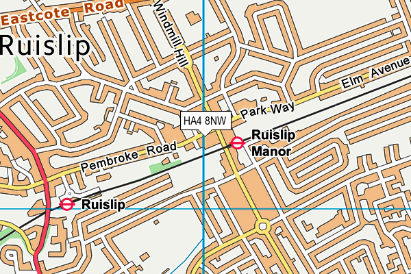 HA4 8NW map - OS VectorMap District (Ordnance Survey)