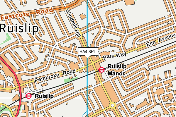 Anytime Fitness (Ruislip) map (HA4 8PT) - OS VectorMap District (Ordnance Survey)