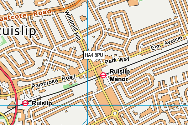 HA4 8PU map - OS VectorMap District (Ordnance Survey)