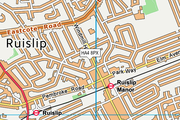HA4 8PX map - OS VectorMap District (Ordnance Survey)