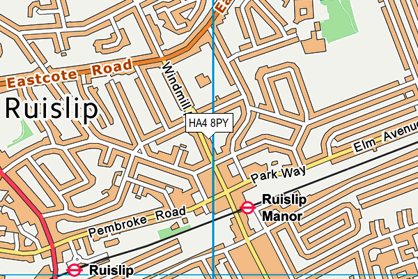 HA4 8PY map - OS VectorMap District (Ordnance Survey)