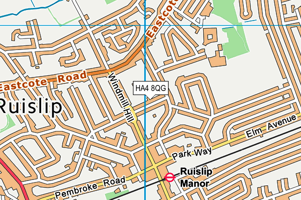 Warrender Primary School map (HA4 8QG) - OS VectorMap District (Ordnance Survey)