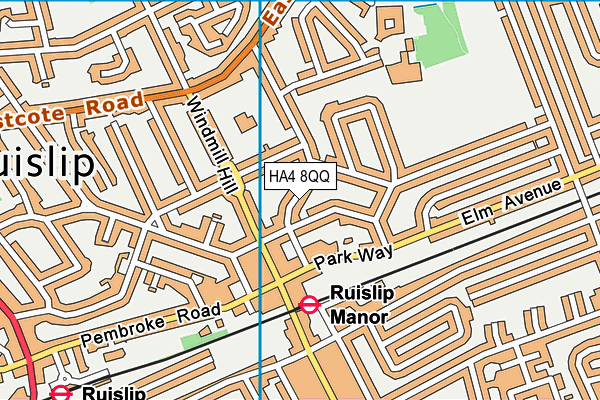 HA4 8QQ map - OS VectorMap District (Ordnance Survey)