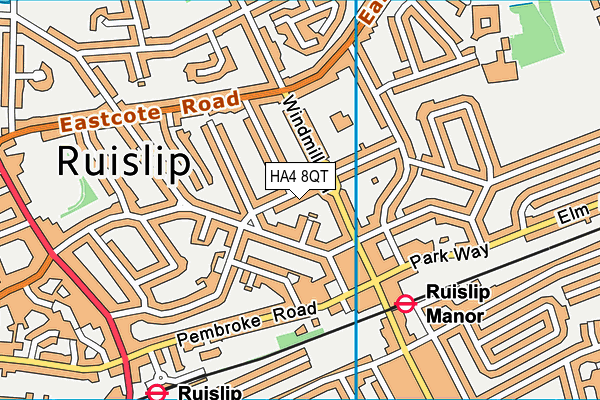 HA4 8QT map - OS VectorMap District (Ordnance Survey)