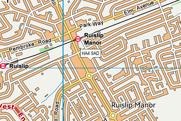 HA4 9AD map - OS VectorMap District (Ordnance Survey)