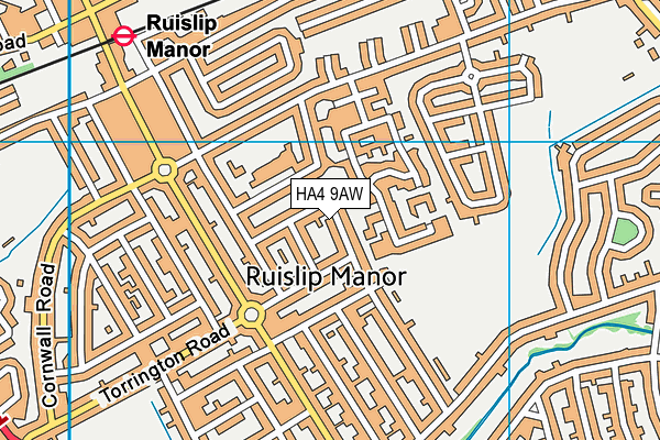 HA4 9AW map - OS VectorMap District (Ordnance Survey)