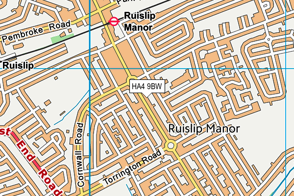 HA4 9BW map - OS VectorMap District (Ordnance Survey)