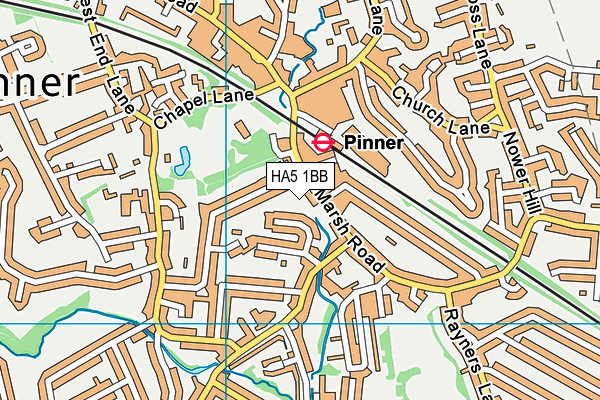 HA5 1BB map - OS VectorMap District (Ordnance Survey)