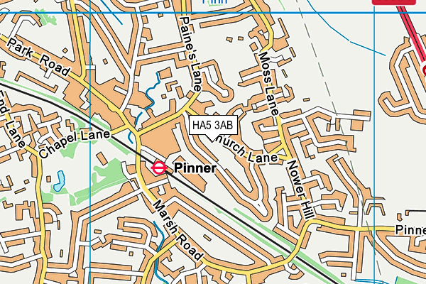 HA5 3AB map - OS VectorMap District (Ordnance Survey)