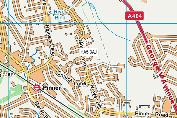 HA5 3AJ map - OS VectorMap District (Ordnance Survey)