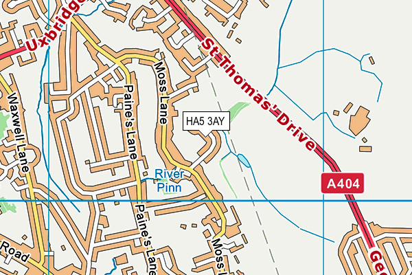 HA5 3AY map - OS VectorMap District (Ordnance Survey)