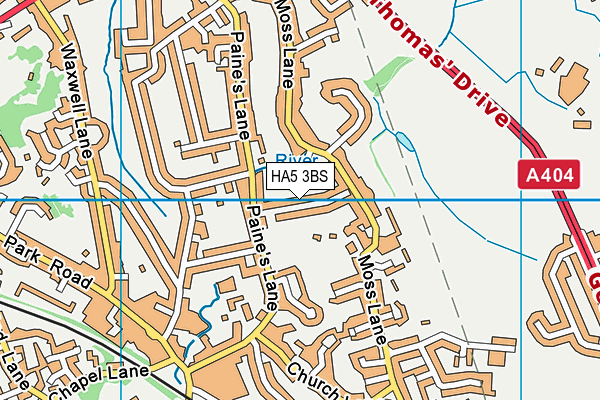 HA5 3BS map - OS VectorMap District (Ordnance Survey)