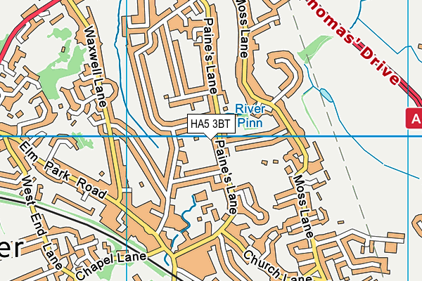 HA5 3BT map - OS VectorMap District (Ordnance Survey)